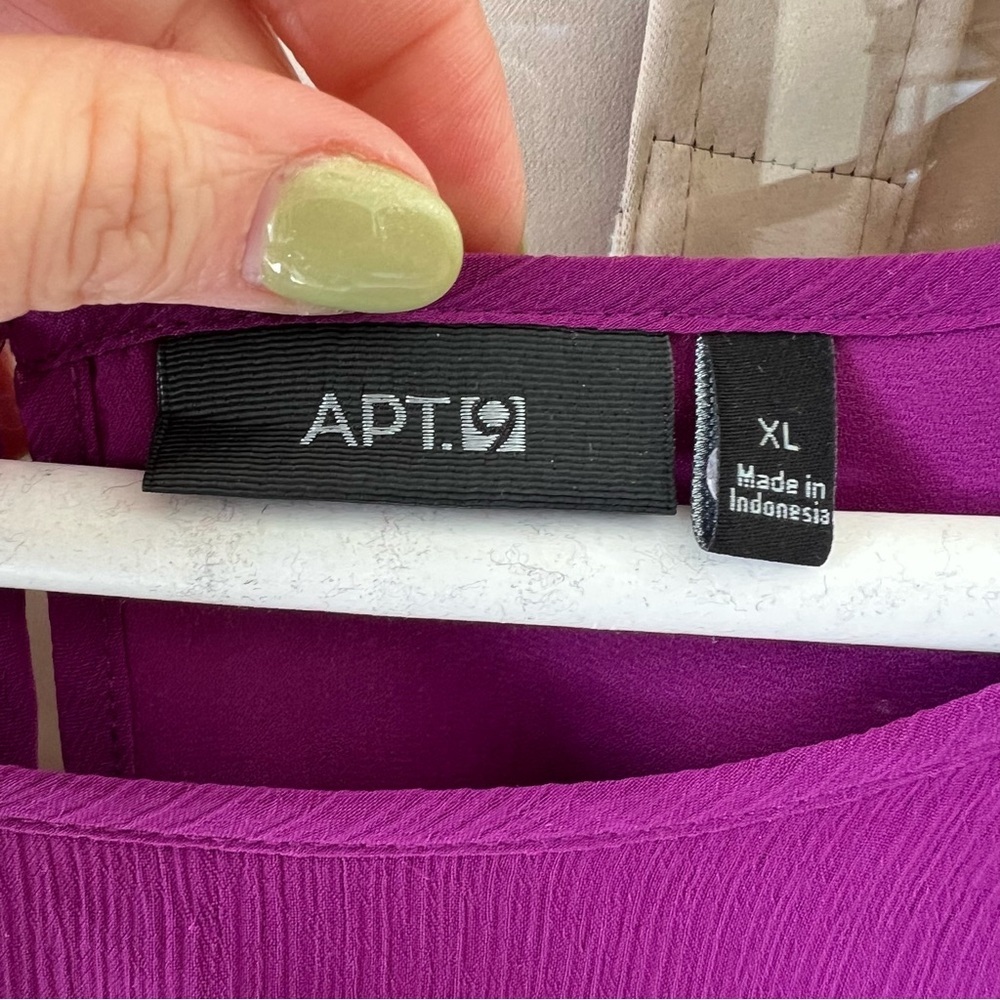 Apt. 9 Purple-Magenta Long-Sleeve Sheer Yoke Blouse size XL - Picture 2 of 5